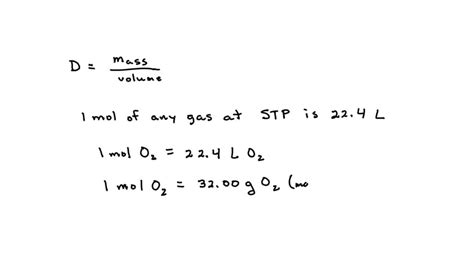 Calculate The Density Of Oxygen Gas At STP Using The Molar Volume Of