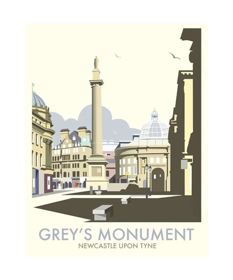 Greys Monument Newcastle Art Deco Style Art Print By Dave Thompson