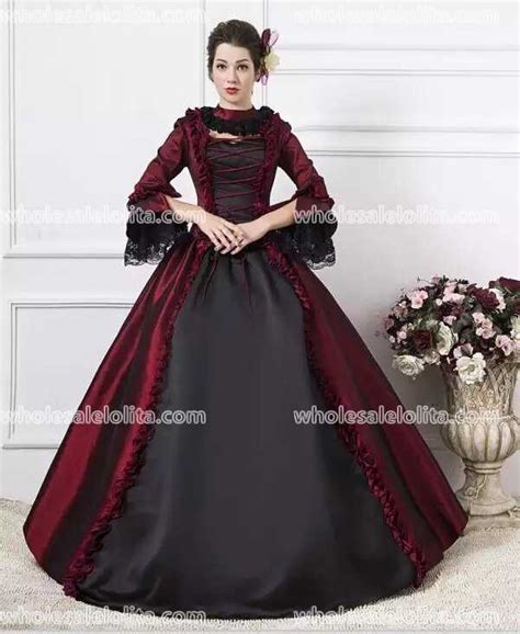 Burgundy Georgian Victorian Gothic Period Dress Masquerade Ball Gown