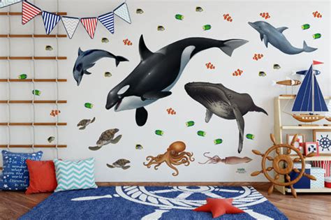 Ocean Mural ~Underwater Sea Wall Mural for Kids Room Walls