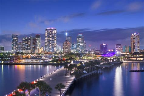 St Pete Florida Usa Downtown City Skyline From The Pier Stock Image