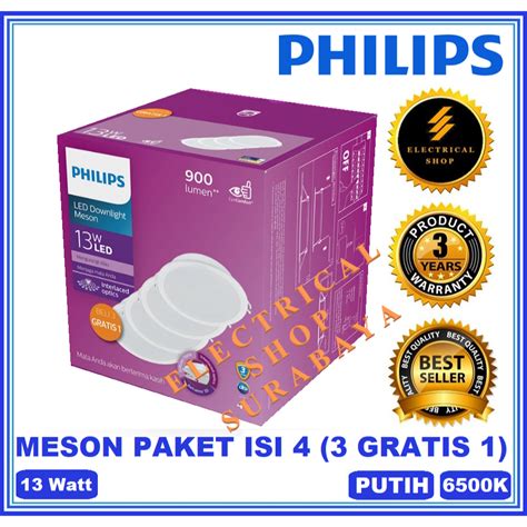 Jual PAKET ISI 4 PHILIPS DOWNLIGHT LED MESON PAKET 13W 13 WATT 125