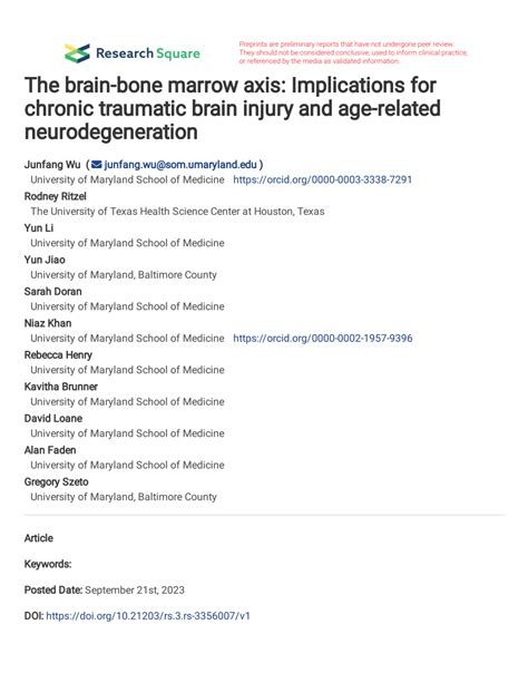 PDF The Brain Bone Marrow Axis Implications For Chronic Traumatic