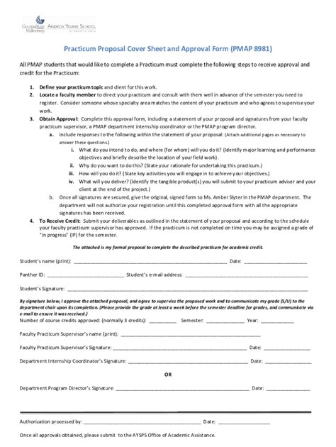 Fillable Online Aysps Gsu Practicum Proposal Cover Sheet And Approval