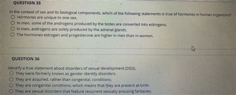 Solved QUESTION 35 In The Context Of Sex And Its Biological Chegg