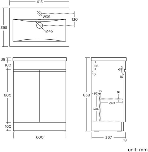 600 X 400mm Square Vanity Unit And Mid Edged Basin Handleless The Bath Plus