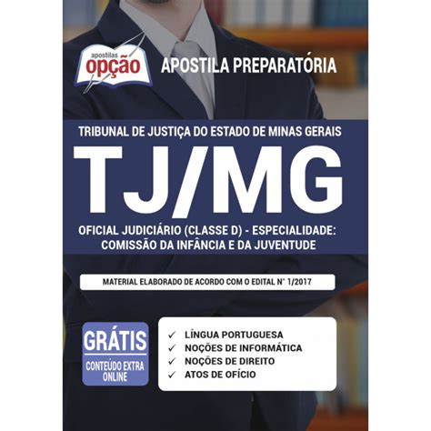 Apostila tj mg 2021 Oficial Judiciário Classe d em Promoção na