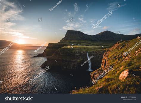 Gasadalur Village Mulafossur Iconic Waterfall During Stock Photo Edit