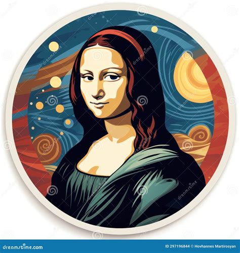 Mona Lisa Portrait In A Pop Art Style Mona Lisa Sticker Logotype