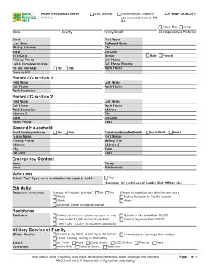 Fillable Online Aces Nmsu H Youth Enrollment Form Fax Email Print