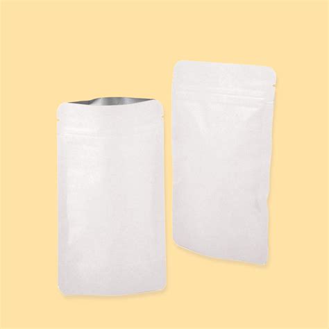 Stand Up Zipper Pouches White Alu Bags Bg