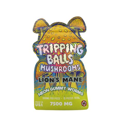 Tripping Balls Mushrooms Neon Gummy Worms Mg Lions Mane Empire