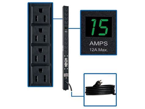 Tripp Lite Pdu Metered 120v 15a 5 15r 8 Outlet 5 15p 24 Height 0urm