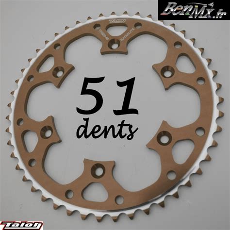 Couronne Alu TALON Magnésium 51 dents YAMAHA 125 250 YZ 1999 2023 250