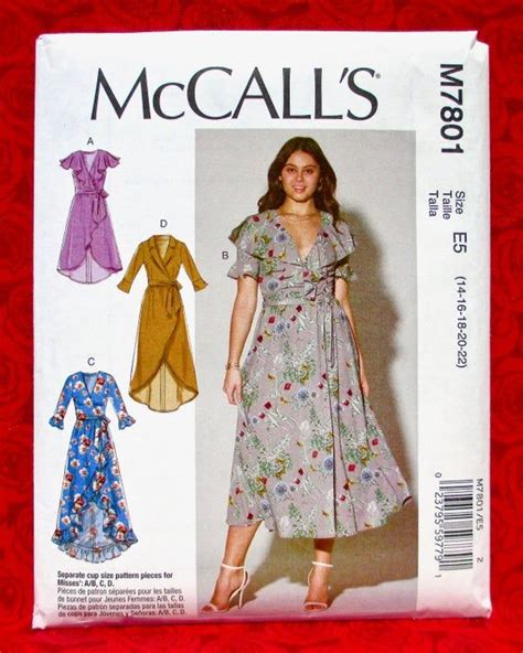 Mccall S Sewing Pattern M7801 Wrap Dress Ruffle Etsy Womens Wrap