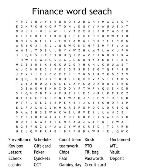 Finance Word Seach Word Search WordMint