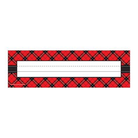 Teacher Created Resources Red Plaid Flat Name Plates Tcr5663