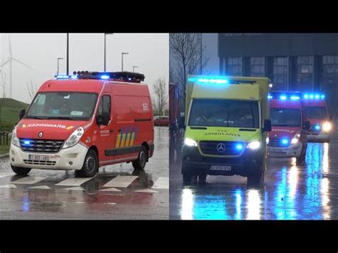 Brandweer Mug En Ziekenwagen Met Spoed Naar Verschillende Interventies