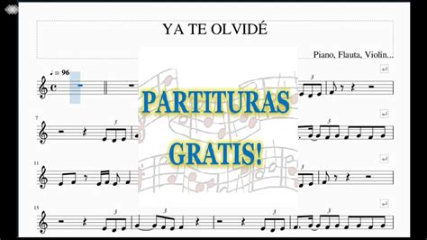 Ya Te Olvid Yurida Partitura Para Piano Viol N Flauta Youtube