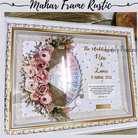 Jual Mahar Pernikahan Bingkai Rustic Mahar Uang Frame Souvenir