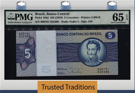 Welt Banknoten Cruzeiros Tt Pk D Brazil D Pedro I Pmg Epq