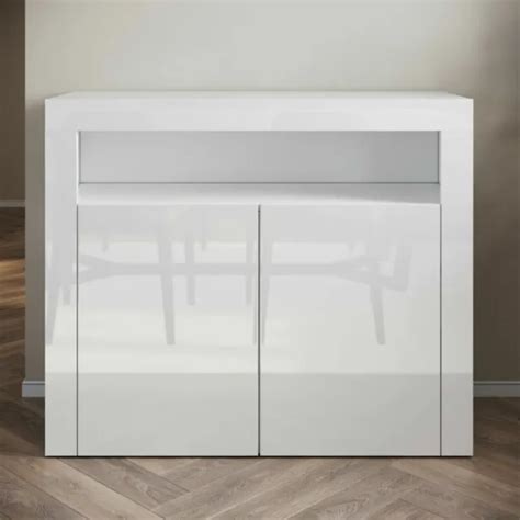 Sideboard Kommode Anrichten Schrank Mit Led Beleuchtung Wei Hochglanz