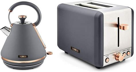 Tower Cavaletto Grey Rose Gold Pyramid 1 7L 3KW Kettle 2 Slice