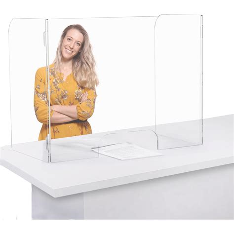 Clear Acrylic Sneeze Guard Stand Factory Made Desk Table Divider