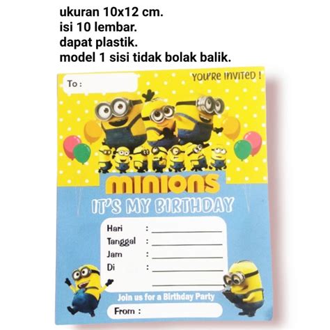 Jual Kartu Undangan Ulang Tahun Happy Birthday Ultah Karakter Minion