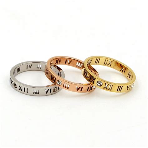 Roman Numerals Slim Ring - Stainless Steel – Pearls And Rocks