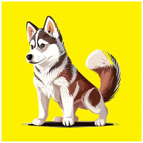 Premium Vector Siberian Husky Puppy On Yellow Background Vector