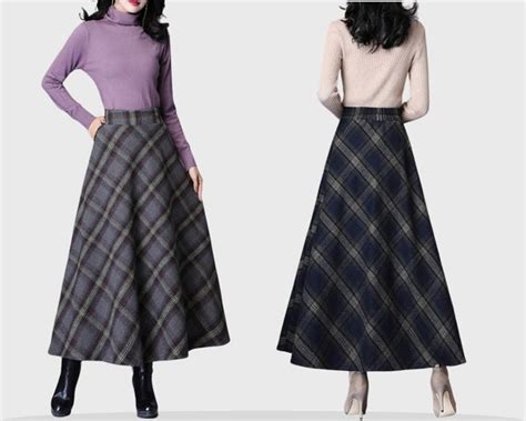 Woolen Plaid Skirt For Winter And Autumn Etsy Canada