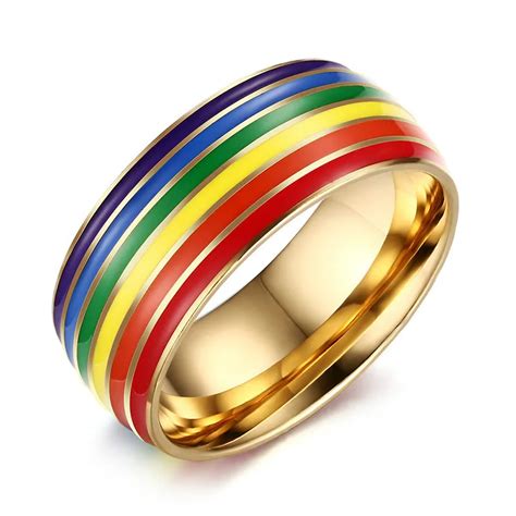 2016 Big Exaggerated Chunky Rainbow Gay Pride Ring For Women Men