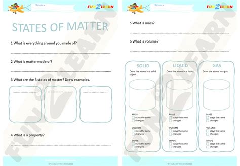 3 States Of Matter Freeschool Worksheet Fun2learn