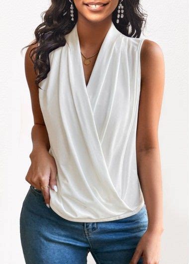 White Lightweight V Neck Tank Top Usd 28 98 White V