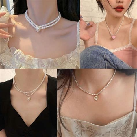 Jual Belle Rose Pearl Necklace Kalung Mutiara Beads Manik Manik