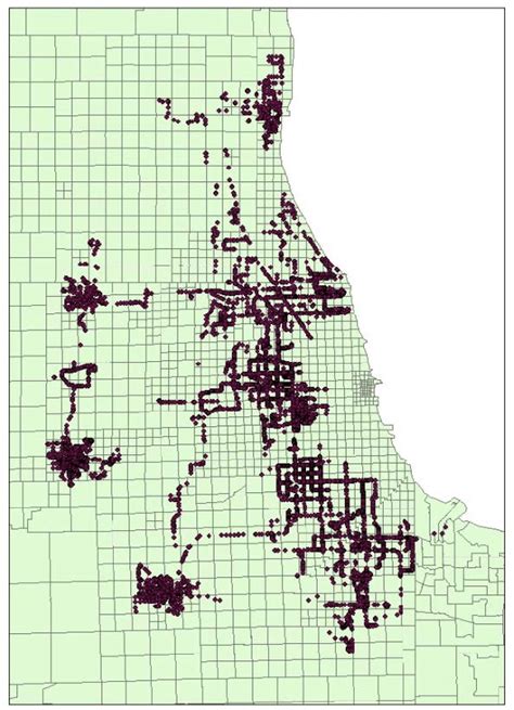 Illustration. Geo-coded locations of Pace bus stops. | Download ...