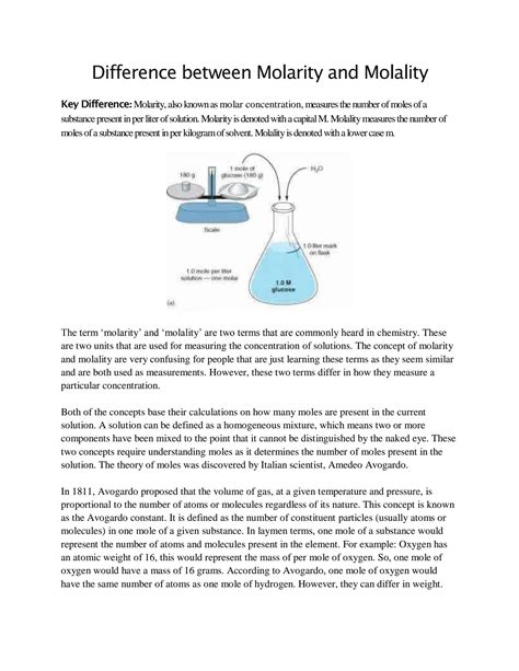 Solution Difference Between Molarity And Molality Studypool