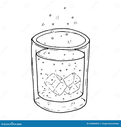 Glass With Water And Ice Sketch Hand Drawn Vector Of A Glass With Liquid Stock Vector