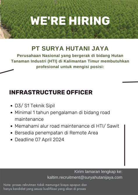 Lowongan Kerja Infrastructur Officer Di PT Surya Hutani Jaya 2024