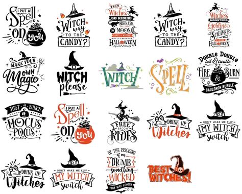 15 Images Witch Halloween Quotes Clipart Png Only Bundle Etsy