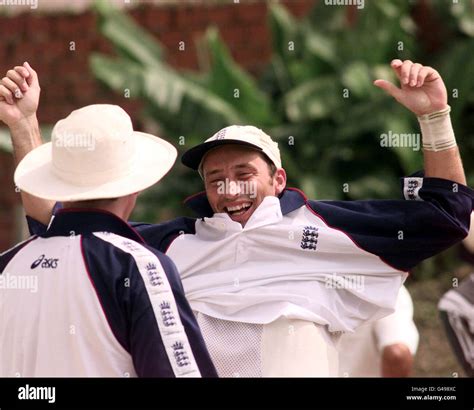 England Vice Captain Nasser Hussain Right Laughs With England Captain