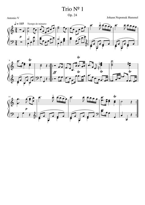 Trio Nº1 Op 24 Sheet Music For Piano Solo