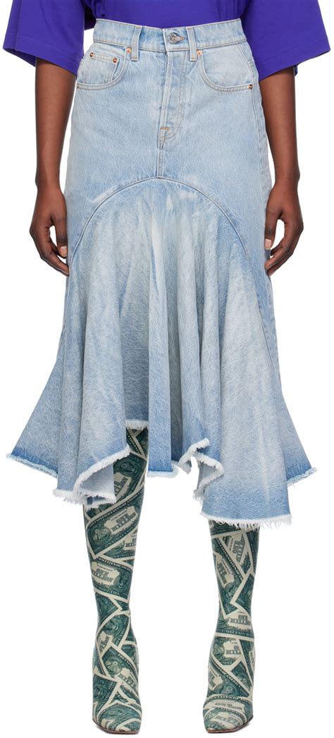 Blue Flared Denim Midi Skirt By VETEMENTS On Sale