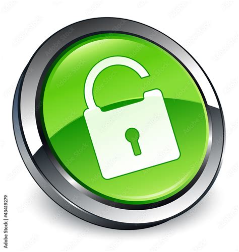 Unlock Icon D Green Button Stock Vector Adobe Stock