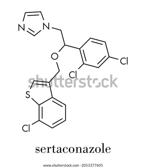 Sertaconazole Antifungal Drug Molecule Skeletal Formula Stock Vector