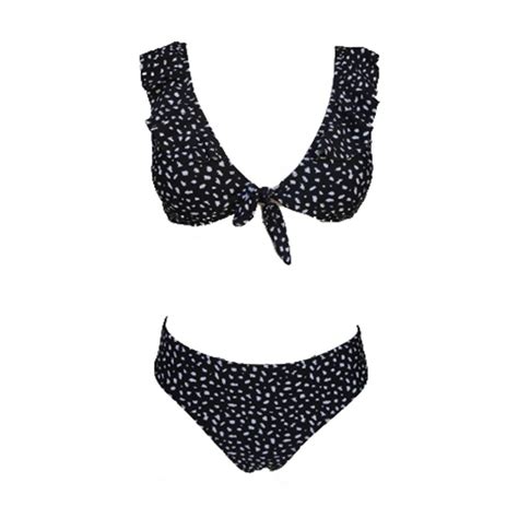 Bikini Op Talla Eg Ruffle Negro Walmart