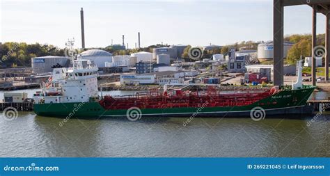 Small Tanker At The Stena Oil Dalanas Terminal At The Port Of