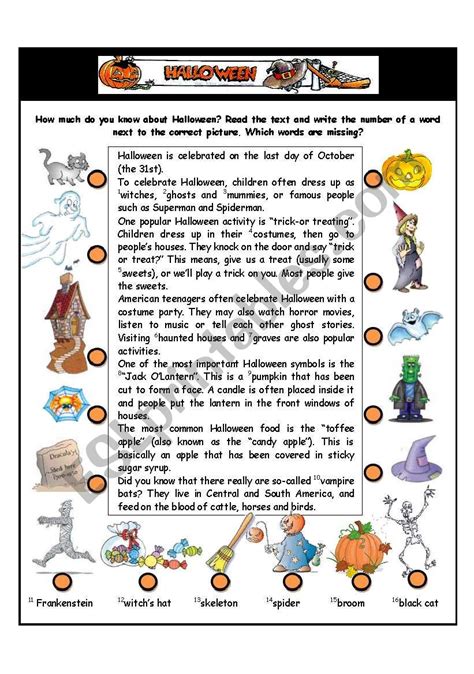 Halloween Esl Worksheet By Alisadedic