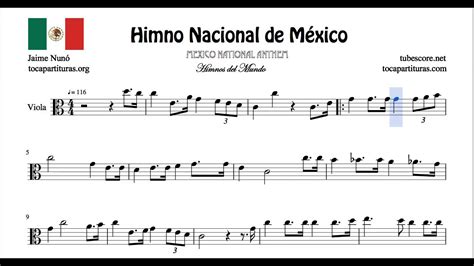 Himno Nacional De M Xico Partitura De Viola Youtube